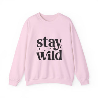 Stay Wild Crewneck Sweatshirt — Minimal Monochrome Graphic Pullover - Fitkitty Culture Athleisure Wear, Yoga Wear &  Women's Clothing