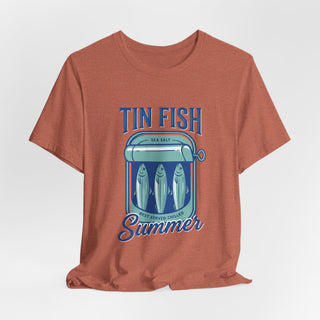 Tin Fish Summer Tee | Retro Coastal, Hand-Drawn Beach Graphic