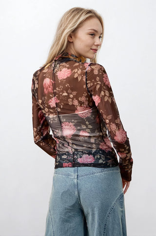 Ethereal Bloom Mesh Top with Thumbhole