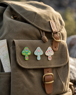 Woodland Bloom Folk Mushroom Enamel Pins