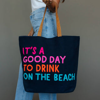 Navy Drink On The Beach Tote - Fitkitty Culture Athleisure Wear, Yoga Wear &  Women's Clothing