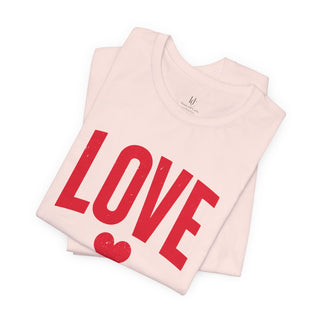 LOVE Heart Graphic Tee in white with red lettering, product view 9