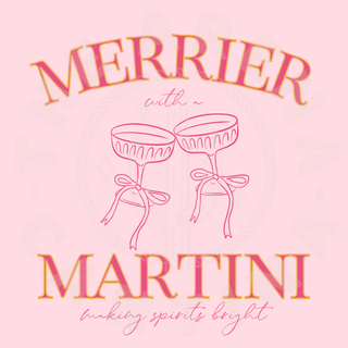 Merrier With A Martini Crewneck, Holiday Sweatshirt