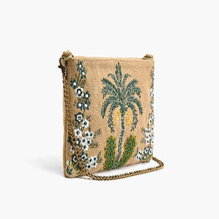 Desert Oasis Embellished Clutch – Luxe Handwoven Jacquard