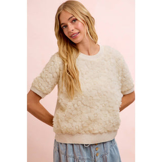Ivory Bloom 3D Floral Knit Top