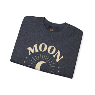 Moon Tribe Crewneck Sweatshirt — Celestial Moon Graphic Pullover - Jewel Tones
