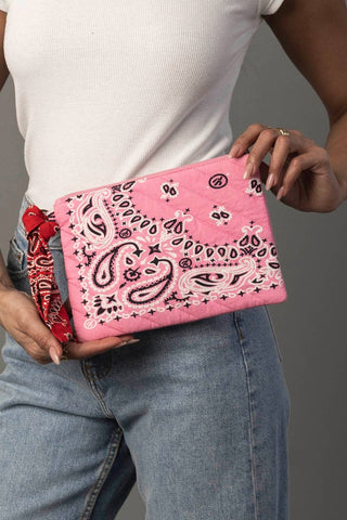 Pink Bandana Knot Clutch – alternate product view 2