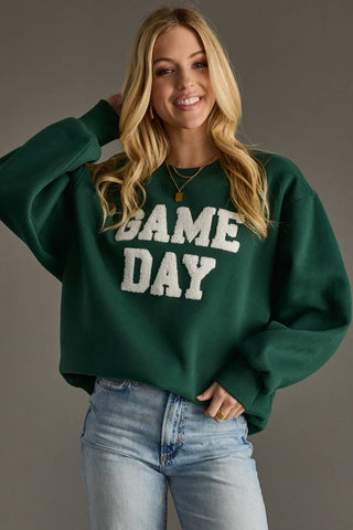 Green Game Day Terry-Embroidered Sweatshirt
