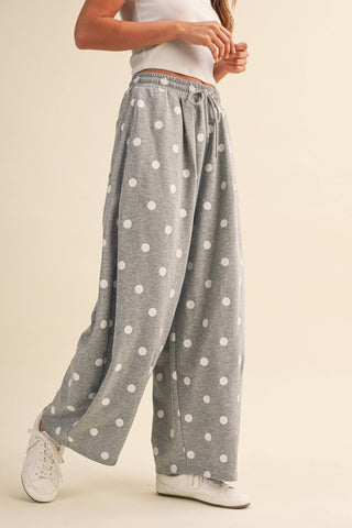 Polka Dot Barrel Leg Sweatpants, view 21 | Fitkitty Culture®