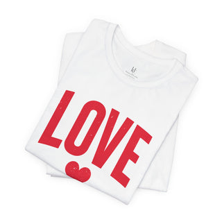 LOVE Heart Graphic Tee in white with red lettering, product view 6