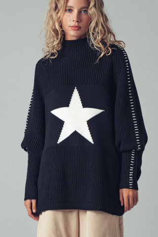Star Knit Oversized Sweater Top - Fitkitty Culture Athleisure Wear, Yoga Wear &  Women's Clothing
