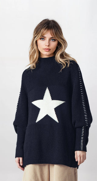 Star Knit Oversized Sweater Top - Fitkitty Culture Athleisure Wear, Yoga Wear &  Women's Clothing