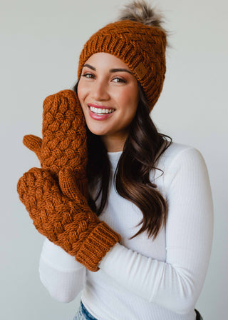Rust Knit Pom Hat - Fitkitty Culture Athleisure Wear, Yoga Wear &  Women's Clothing