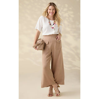 Elin Linen Crop Pant with Button Pocket - Fitkitty Culture Athleisure Wear, Yoga Wear &  Women's Clothing