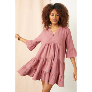 Lilith Gauze Flutter Sleeve Dress