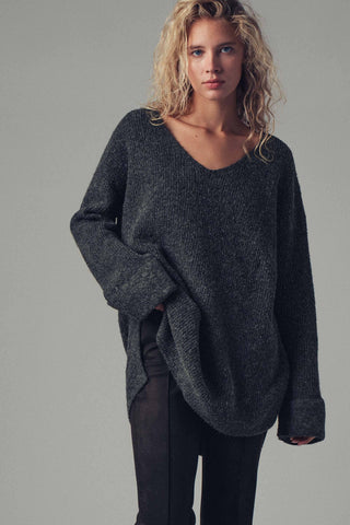 Oversized Knit V-Neck Sweater Tunic Top - Fitkitty Culture Athleisure Wear, Yoga Wear &  Women's Clothing
