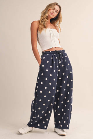 Polka Dot Barrel Leg Sweatpants, view 8 | Fitkitty Culture®