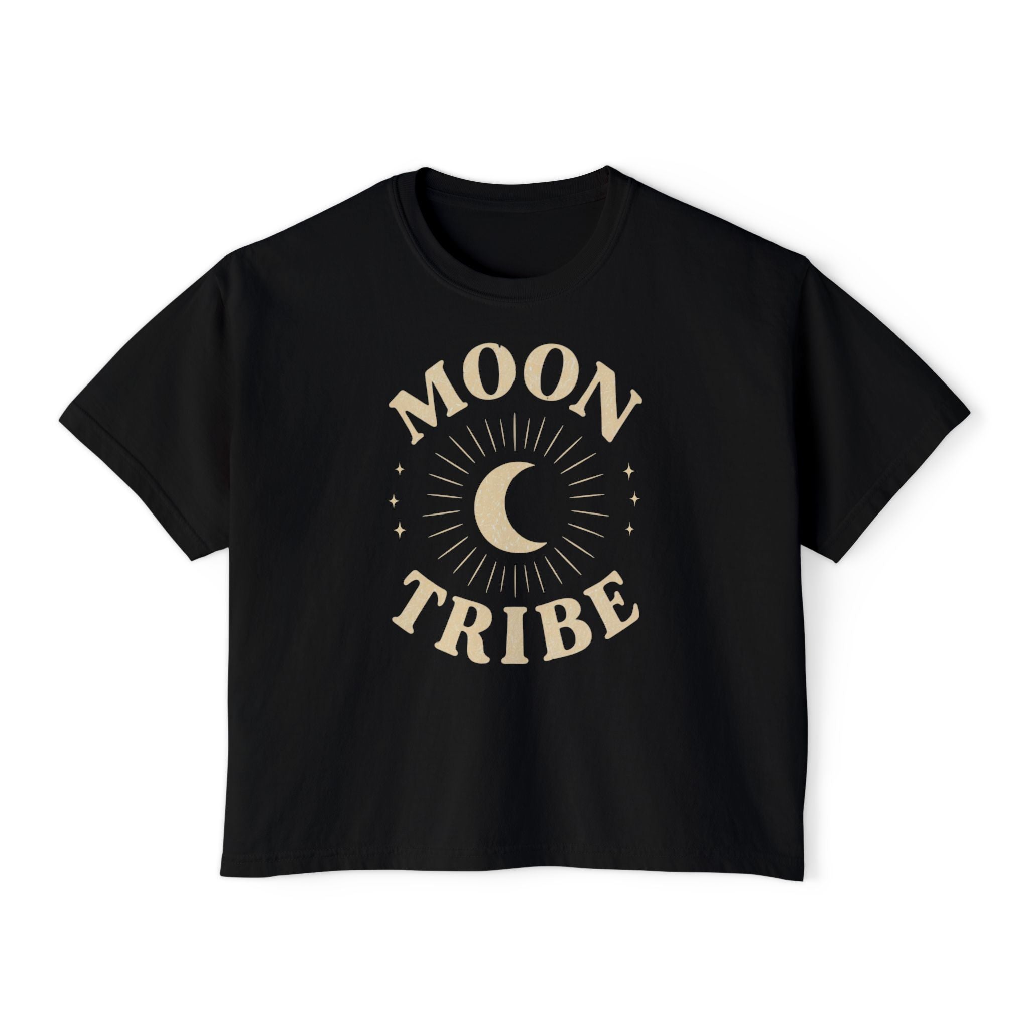 Moon Tribe Boxy Tee | Crescent Moon Celestial Graphic Tee