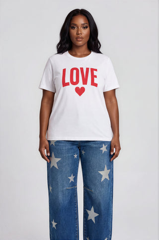Love Heart Tee — Bold Red 'LOVE' Graphic T-Shirt - Fitkitty Culture Athleisure Wear, Yoga Wear &  Women's Clothing