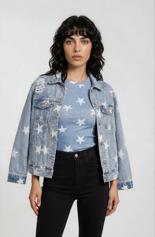 Washed Star Denim Jacket - Fitkitty Culture Athleisure Wear, Yoga Wear &  Women's Clothing