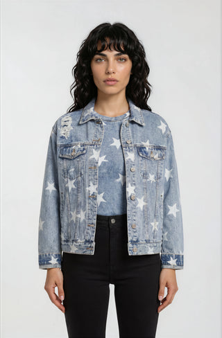 Washed Star Denim Jacket - Fitkitty Culture Athleisure Wear, Yoga Wear &  Women's Clothing