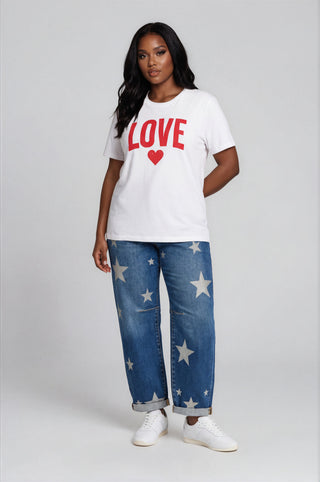 RISEN Mid Rise Ankle Length Relaxed Barrel Star Printed Jeans - Fitkitty Culture Athleisure Wear, Yoga Wear &  Women's Clothing