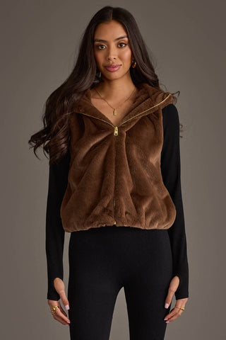 Brown Faux Fur Vest - Fitkitty Culture Athleisure Wear, Yoga Wear &  Women's Clothing