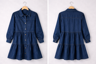 Button Down Babydoll Ruffle Denim Dress - Fitkitty Culture Athleisure Wear, Yoga Wear &  Women's Clothing