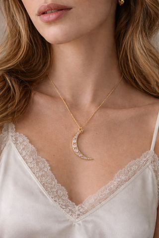 Gold crescent moon pendant necklace - Fitkitty Culture Athleisure Wear, Yoga Wear &  Women's Clothing