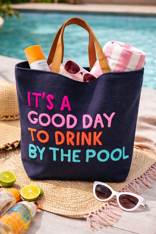 Navy Poolside Bliss Tote - Fitkitty Culture Athleisure Wear, Yoga Wear &  Women's Clothing