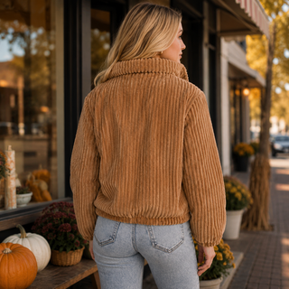Tan Corduroy Puffer Jacket