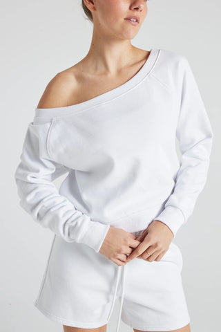 Off Shoulder Sweatshirt in White