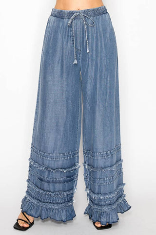 Free Spirit Tiered Chambray Palazzo Pants — alternate product view 2