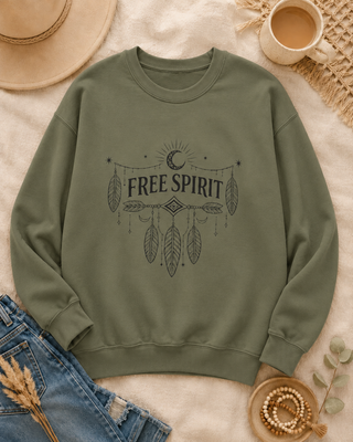 Free Spirit Dreamcatcher Crewneck Sweatshirt - Fitkitty Culture Athleisure Wear, Yoga Wear &  Women's Clothing