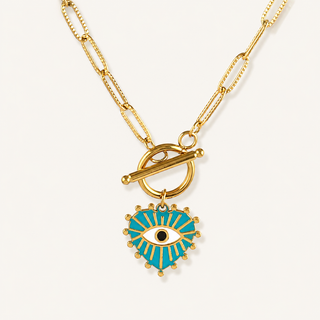 Azure Guardian Evil Eye Toggle Necklace - Fitkitty Culture Athleisure Wear, Yoga Wear &  Women's Clothing