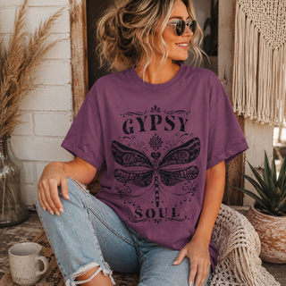 Gypsy Soul Dragonfly T‑Shirt — Boho Vintage Graphic Tee