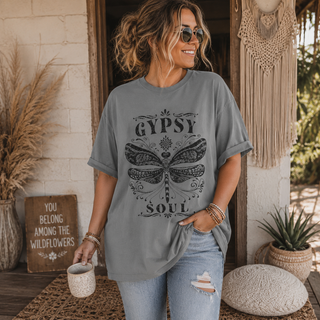 Gypsy Soul Dragonfly T‑Shirt — Boho Vintage Graphic Tee
