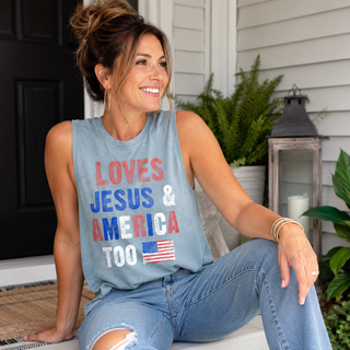 Love Jesus and America Too Mineral Graphic Tank