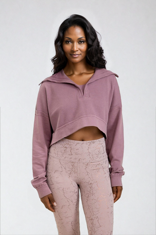 Acid Wash Waffle-Knit V-Neck Cropped Pullover, Shirts, Fitkitty Culture, Fitkitty Culture