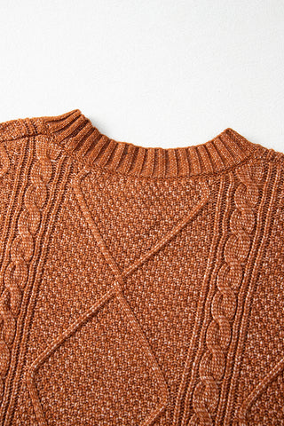 Cable Knit Sweater Dress in Coffee