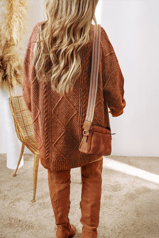 Cable Knit Sweater Dress in Coffee