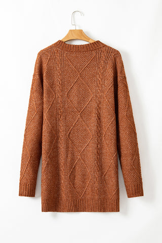 Cable Knit Sweater Dress in Coffee