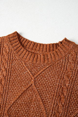 Cable Knit Sweater Dress in Coffee