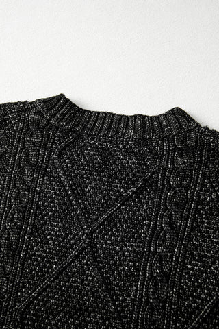 Cable Knit Sweater Dress in Black