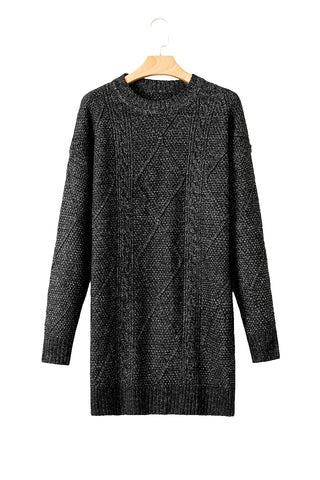 Cable Knit Sweater Dress in Black