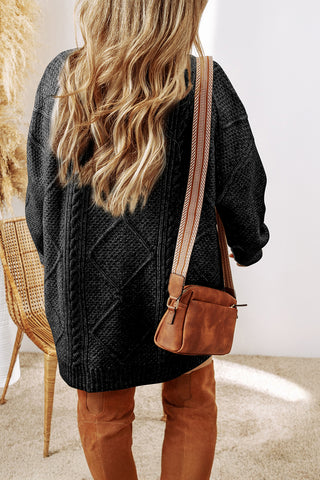 Cable Knit Sweater Dress in Black