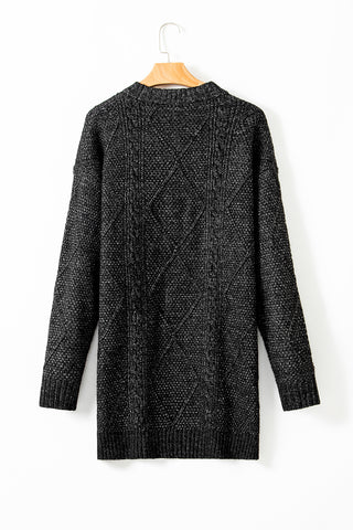 Cable Knit Sweater Dress in Black