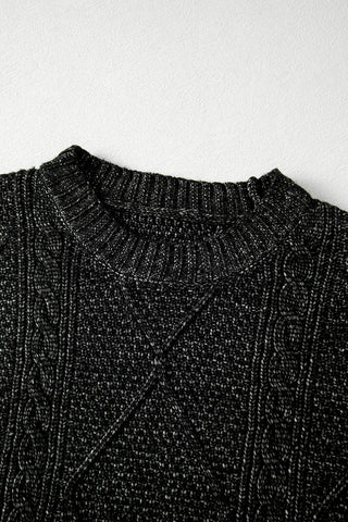 Cable Knit Sweater Dress in Black