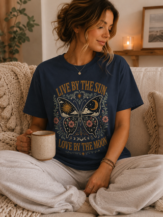 Live By The Sun Love By The Moon Butterfly T-Shirt