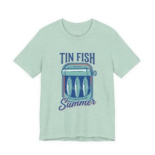 Mint  tee with tin fish summer